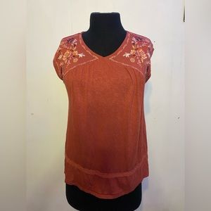 Burnt Orange Embroidered Top | Knox Rose